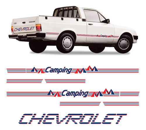 Faixa Chevy Camping 500 1993 Adesivo Chevrolet Vermelho/azul