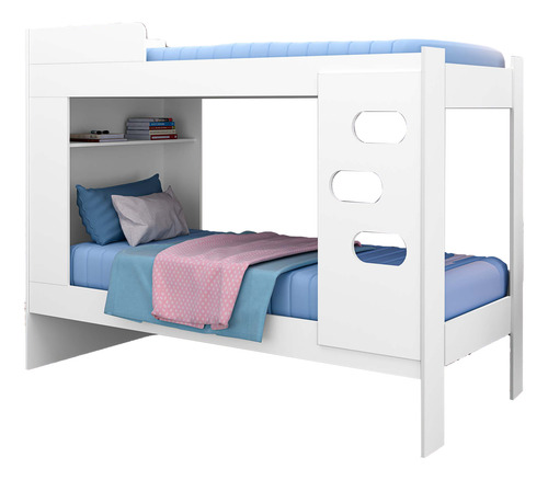 Beliche 2 Camas Escada 2 Em 1 E Prateleira 193cm Mdf Rede M