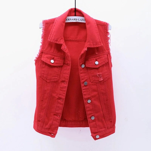Chaleco Vaquero Casual De Mezclilla Para Mujer, Abrigo Corto