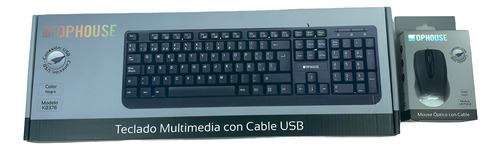 Combo Teclado Mouse Top House Kb378 Alámbrico Español Color Negro Negro