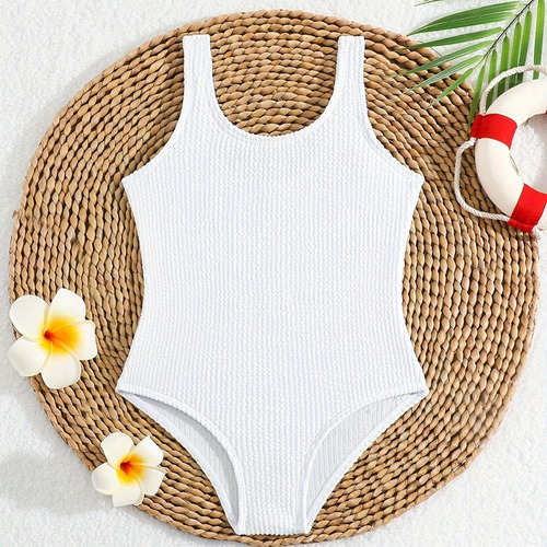 Traje De Baño De Una Pieza For Niñas Con Cuello En U For