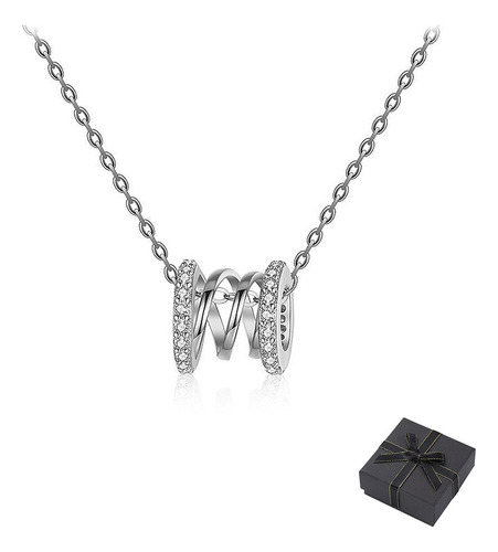 Collar De Plata Cilindro Cadena Con Caja Regalo Para Mujer