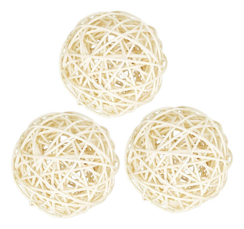 3x Bolas De Mimbre De Ratán, Adorno Artesanal, Bolas 8cm