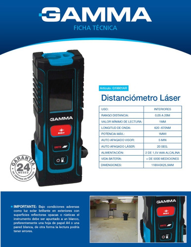 Imagen 2 de 7 de Medidor De Distancia Laser Gamma 20mts Oferta!