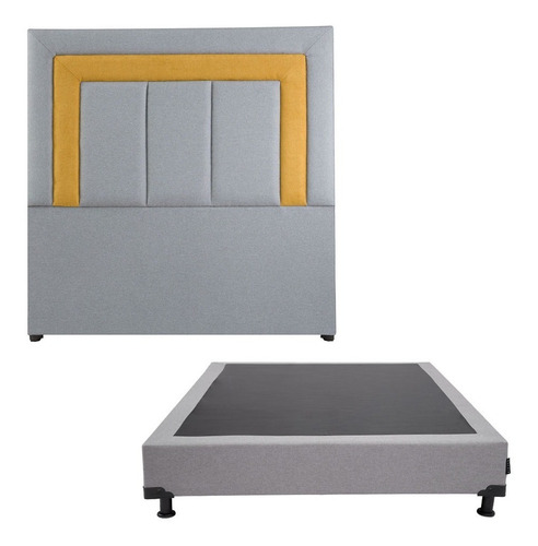 Cabecera Queen Size Dicasa Bora Gris+ Box Dicasa Quantum