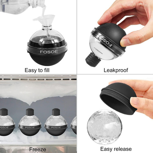 Moldes De Silicona Para Bolas De Hielo Para Whisky, Juego...