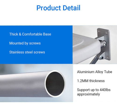 Banco De Ducha Plegable De Pared Con Pies Y Ajustable