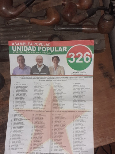 Elecciones Nacionales 2019 Lista 326 Unidad Popular (Usado)