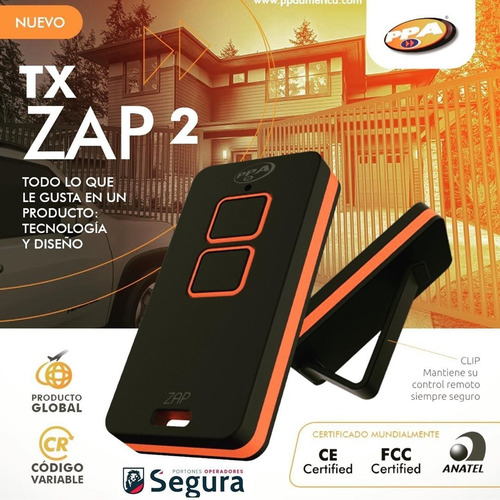Imagen 2 de 4 de Control Remoto Portón Levadizo Corredizo Ppa Zap Negro Azul