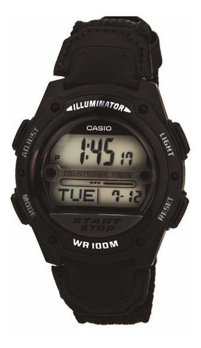 Reloj Casio Hombre Digital W756b 1a 100m Crono Alarm Malla Negro Bisel Negro Fondo Negro