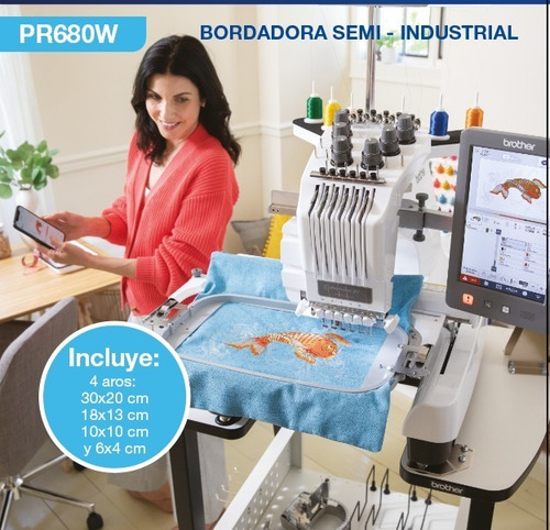 Imagen 4 de 4 de Bordadora Brother Semi Industrial De 6 Agujas Pr680w