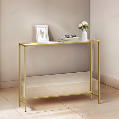 Mesa De Entrada Vidrio Templado Moderna Con Patas Ajustables