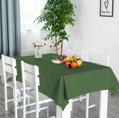 Toalha De Mesa 6 Lugares Tecido Rustico Premium Verde