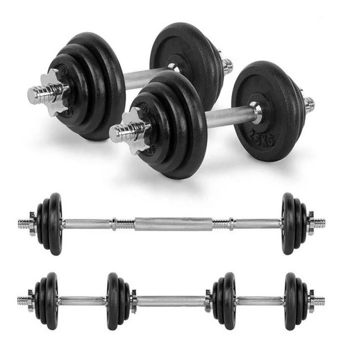 Imagen 2 de 4 de Set De Mancuernas 50kg Juego Dumbells Barras Discos Gimnasio
