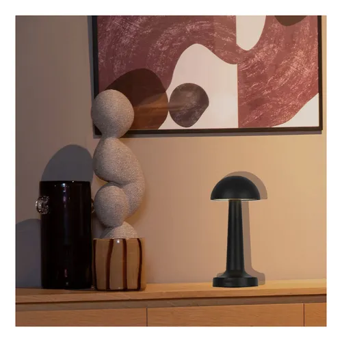 Lámpara De Mesa Led Recargable Mushroom Led Dimeable Negra