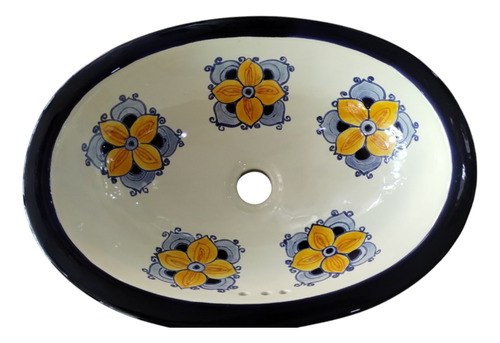 Lavabo Tipo Talavera Chico Flor Árabe Brillante