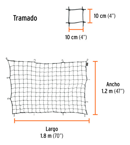 Red De Carga 1.80 M X 1.20 M Para Camioneta Truper 103622