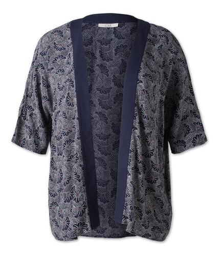 Kimono Print Azul Y Blanco Importado Talle Grande