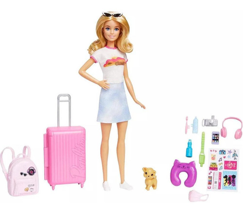 Barbie Malibu Viajante Com Acessorios Mattel Hjy18