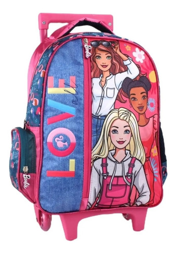 Mochila Escolar Para Niñas Barbie Con Ruedas Love Color Fucsia