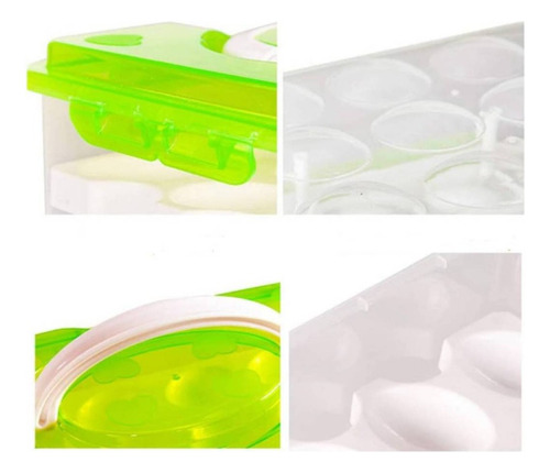 Contenedor De Plastico De 2 Niveles Para Huevos Con Tapa