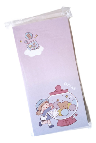 Memo Pad Kawaii Shiromaru Girl Notas Adhesivas Super Cute! Lila