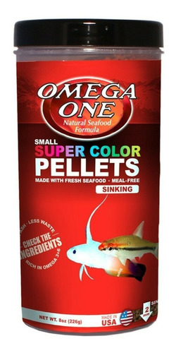 Omega One Super Color Pellets Small Sinking 226g Alimento Para Peces Granulos Pequeños 2mm De Lento Hundimiento A Base De Salmon Arenque Y Camaron Rico En Omega 3 Y 6 Realce Colores