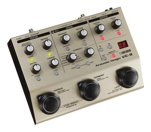 Imagem 2 de 3 de Pedal de efeito para instrumento de cordas Boss Vocal Effects Acoustic Singer VE-8 bege