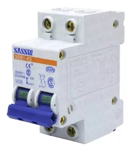 Imagen 1 de 2 de Llave Térmica - 2 Polos Sassin - 6-10-16-20-25-32 Amp.