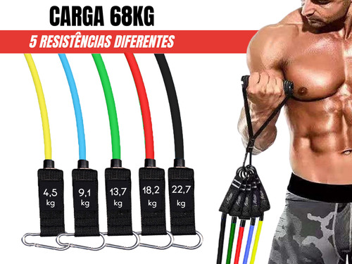 Kit Tubing Pro Elástico Extensor 11 Peças 68kg Bravus Sport