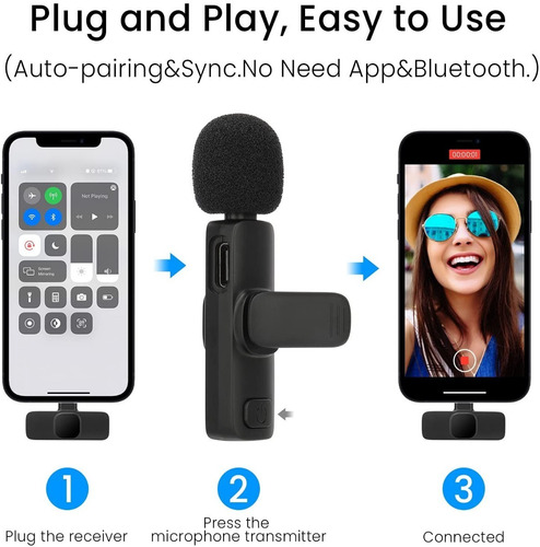 Imagen 5 de 7 de Microfono Inalambrico Balita Lavalier Para iPhone