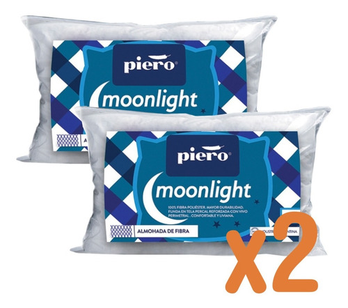 Imagen 1 de 7 de X2 Almohadas Piero Moonlight 70x40 Fibra De Poliéster