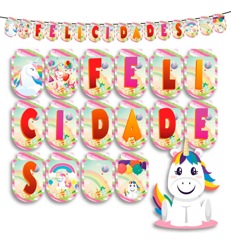 Banderín Unicornios Letrero Banner Cumpleaños Imprimible Pdf