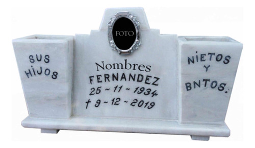 Floreros Con Placa Funerarios, Mármol Blanco.