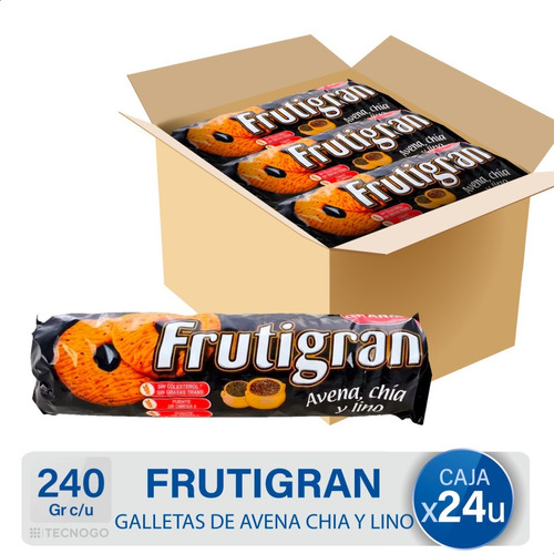 Caja Galletitas Frutigran Avena Chia Y Lino Granix Pack