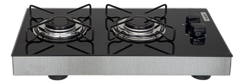 Cooktop 2q Win Flat Sobrepor Acend. Manual Vidro Preto