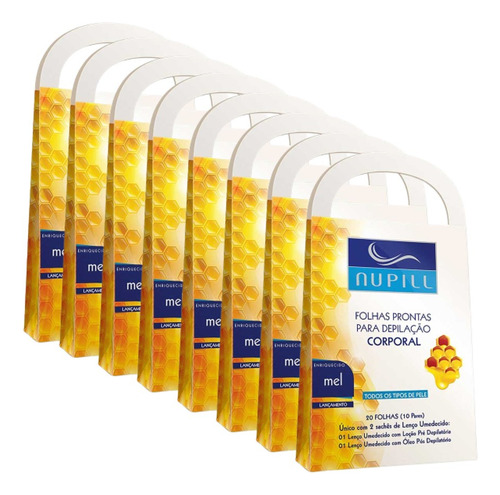 8cx Folhas Prontas Depilação Corporal Mel Nupill 20 Folhas