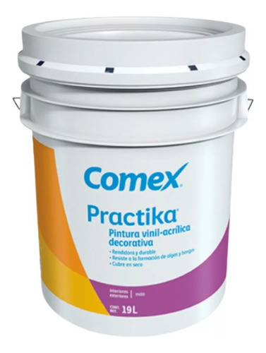 Cubeta Pintura Vinílica Comex 19lt 3 Años Color Blanco