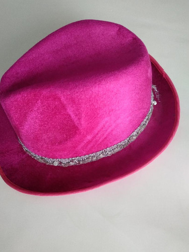 Sombrero Con Brillos Y Lentejuelas Fuxia Usado