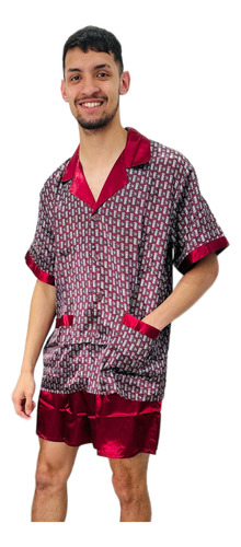 Pijama Hombre Raso Estampado Verano Bianca Secreta 4863