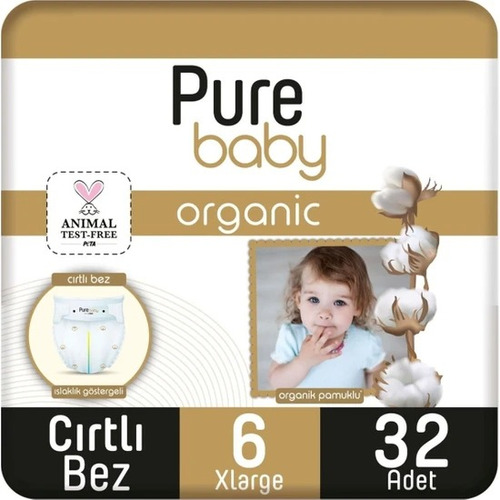 Pañales Pure Baby Organic 6 Xlarge Talla Xxl De 32 Unidades