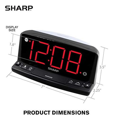 Reloj Despertador Led Sharp Operación Simple Números Grandes