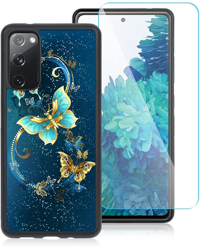 Funda Para Samsung Galaxy S20 Fe - Azul Con Mariposas