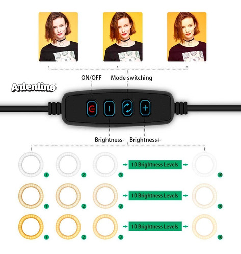 Imagen 9 de 10 de Led Ring Aro Luz Celular Tablet Maquillaje Selfie Video Foto