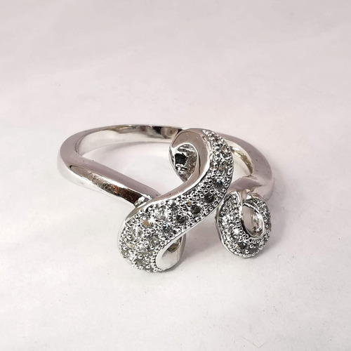 Imagen 3 de 3 de Anillo Mujer Plata Laminada Zirconias Blanco Cúbicas Talla 7