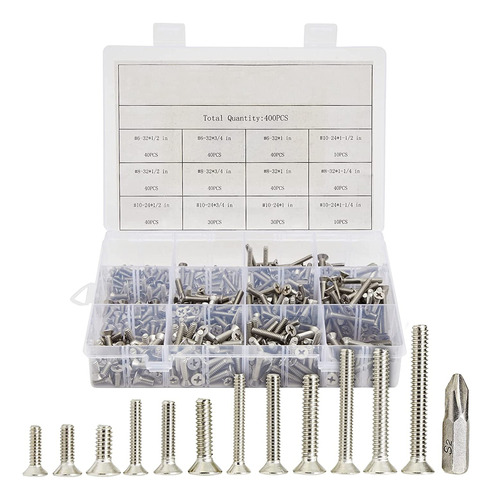 Kit De Tornillos De Cabeza Plana Phillips De Acero Inox...