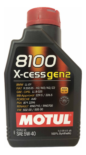Aceite Motul 8100 X-cess Gen2 5w40 Sintético  1l Original