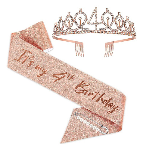 Banda Y Tiara Para Niñas Con Texto En Ingles It S 4th Birthd