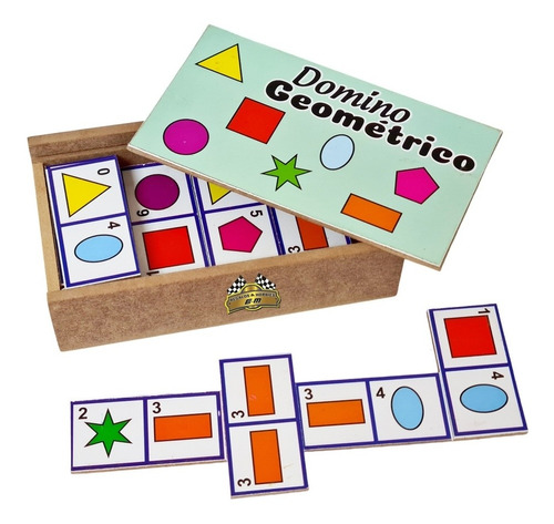 Domino Infantil Figuras Geométricas Juego Didáctico  Madera