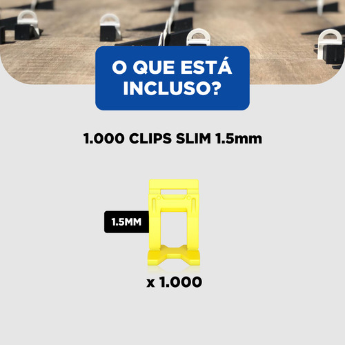 1.000 Clips Niveladores Espaçadores Slim Perfect Piso 1.5mm - Ferramenta Nivela Porcelanato Azulejo E Ceramica Revestimento Para Piso E Parede Com Fino Acabamento.